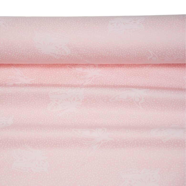 Down proof cotton fabric pink butterfly N15, 1m