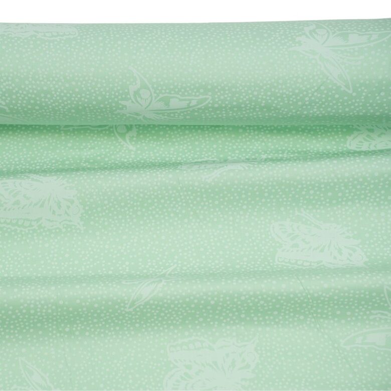 Down proof cotton fabric green butterfly N14, 1m