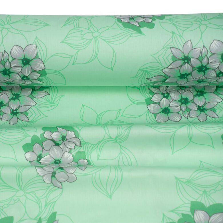 Down proof cotton fabric green flowers N12, 1m