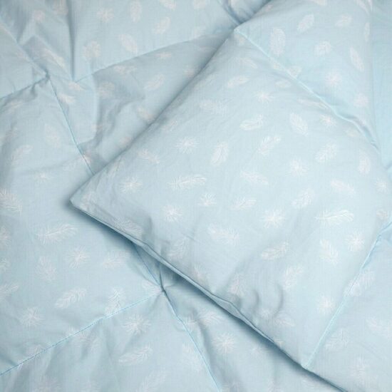 Down duvet - light blue with feather N3